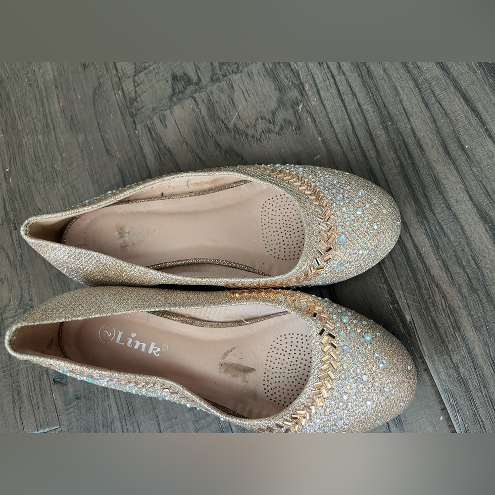 Girls’ Sparkle Gold Slip-On with Rhinestones